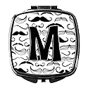 Caroline's Treasures CJ2009-MSCM Letter M Moustache Initial Compact Mirror Decorative Travel Makeup Mirror for Women Girls Gifts Pocket Makeup Mirror