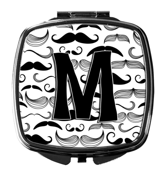 Caroline's Treasures CJ2009-MSCM Letter M Moustache Initial Compact Mirror Decorative Travel Makeup Mirror for Women Girls Gifts Pocket Makeup Mirror Beauty & Personal Care Caroline's Treasures