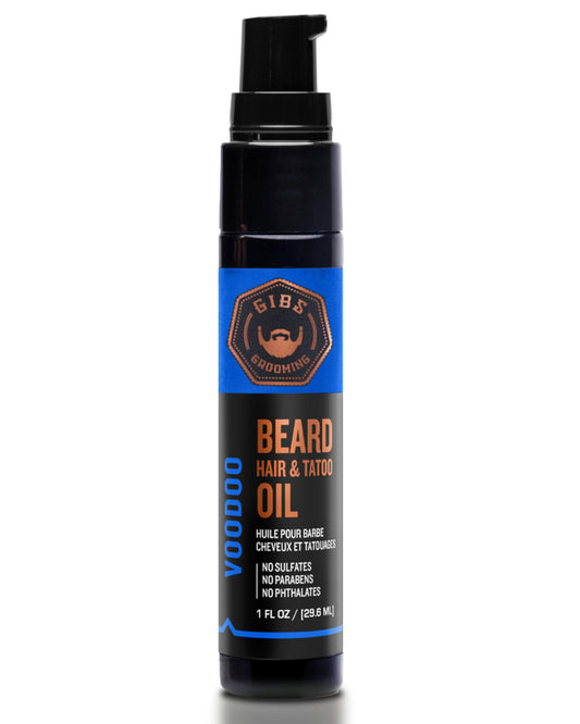 GIBS Grooming - Voodoo Prince Beard, Hair & Tattoo Oil (1 fl oz) - Softens, Strengthens, Protects - Skin Moisturizer - Vitamin C, UV Shield, Travel Beauty and Personal Care GIBS