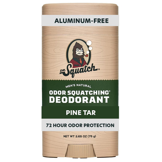 Dr. Squatch Natural Men’s Deodorant - Aluminum Free Natural Deodorant Men with Charcoal & Postbiotics for 72-Hour Odor Protection - Pine Tar, 2.65oz Beauty and Personal Care Dr. Squatch