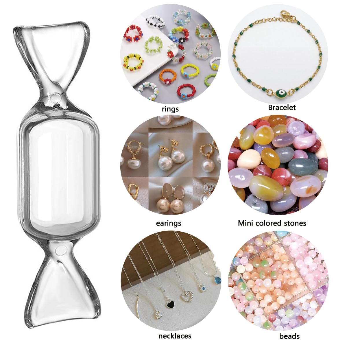 FZBNSRKO 50 Pcs Clear Candy Shaped Jewelry Box,Mini Jewelry Organizer Boxes Lovely Plastic Candy Container DIY Jewelry Accessories for Wedding Party…