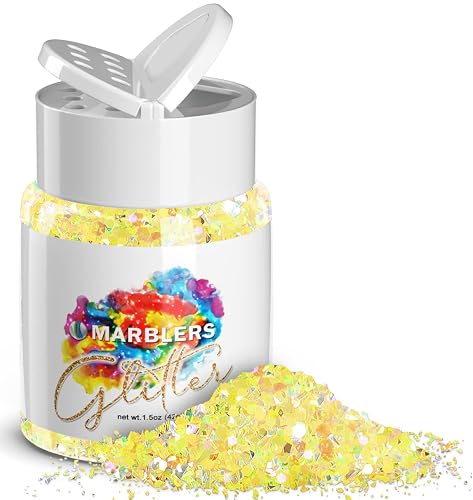 MARBLERS Holographic Glitter [Mixed Yellow] 1.5oz (42g) | Chunky | Non-Toxic, Vegan, Cruelty-Free | Face, Body, Eyeshadow, Hair, Festival, Party