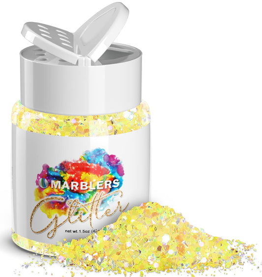 MARBLERS Holographic Glitter [Mixed Yellow] 1.5oz (42g) | Chunky | Non-Toxic, Vegan, Cruelty-Free | Face, Body, Eyeshadow, Hair, Festival, Party