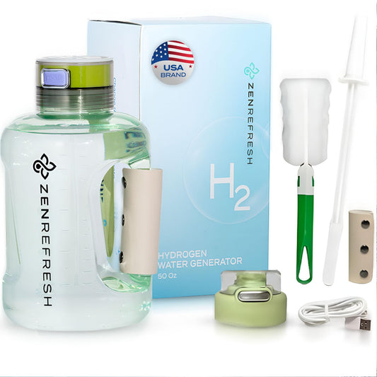 Zen Refresh 50 Oz Hydrogen Water Bottle, 2024 New SPE/PEM Technology, Large Gym Hydrogen Bottles, Travel Hydrogen Water Bottle Generator With Straw