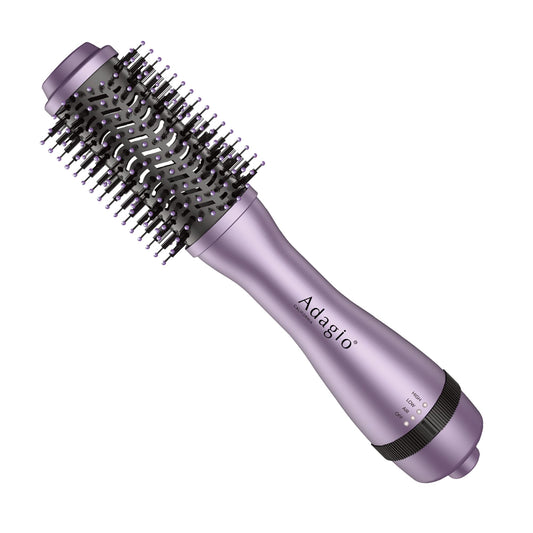 Adagio California 2-inch Blowout Brush: 2-in-1 Hot Air Brush Styler and Dryer - Negative Ion Round Brush - Hair Dryer Brush with Straightener Function