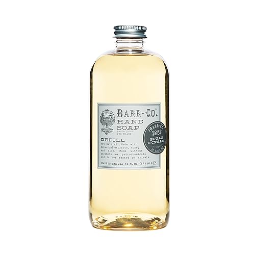 BARR-CO. Sugar & Cream Hand Soap Refill - Sweet Cream, Coconut & Sugar Scent, Natural Liquid Soap for Bathroom & Kitchen, Vegan, Moisturizing, 16 fl
