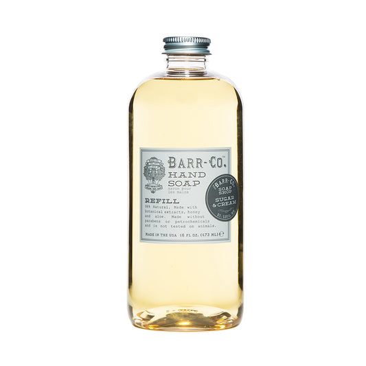 BARR-CO. Sugar & Cream Hand Soap Refill - Sweet Cream, Coconut & Sugar Scent, Natural Liquid Soap for Bathroom & Kitchen, Vegan, Moisturizing, 16 fl