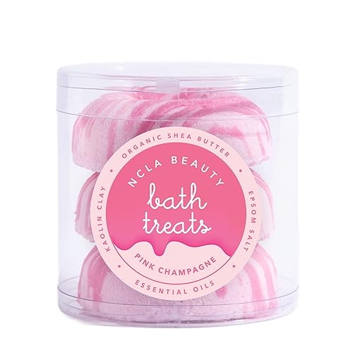 NCLA - Bath Treats All-Natural Bath Bombs (Set of 3) | Vegan, Cruelty-Free, Clean Skincare (Pink Champagne)