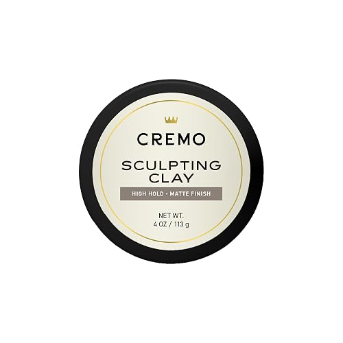 Cremo Mens Hair Clay, Premium Barber Grade Sculpting Clay for Hair Styling, High Hold, Matte Finish, 4 Oz