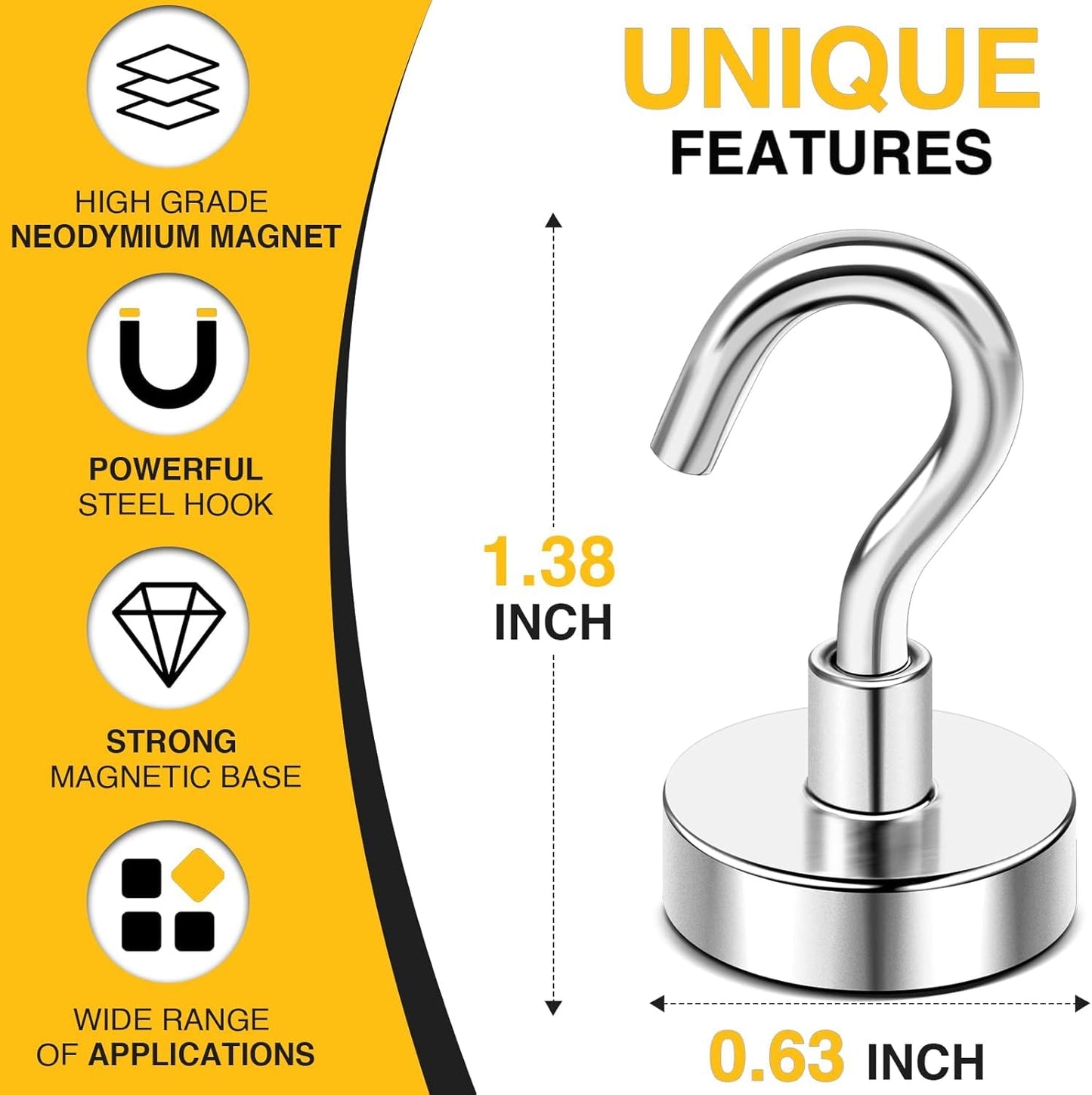 DIYMAG Magnetic Hooks 30lbs+ – Heavy Duty Cruise Cabin & Home Essentials for Hanging, Fridge, Kitchen, Grill – 20 Pack, Silver