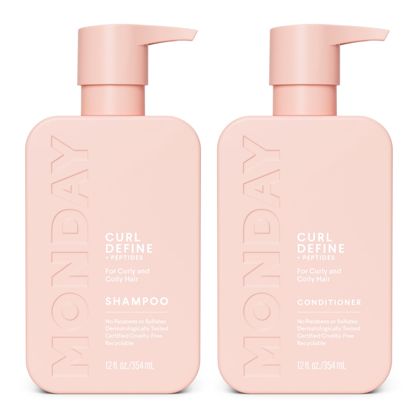 MONDAY HAIRCARE Curl Define Shampoo + Conditioner Set (2 Count) 12 oz Each Nourishes Curls, Tames Frizz, Coconut Oil and Shea Butter Enhance Shine