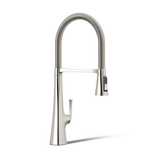 Kohler 22060-SN Graze Commercial, 3 Function Tall Semi-pro Kitchen Sink Faucet with Pull Down Sprayer, Vibrant Polished Nickel Beauty & Personal Care Kohler