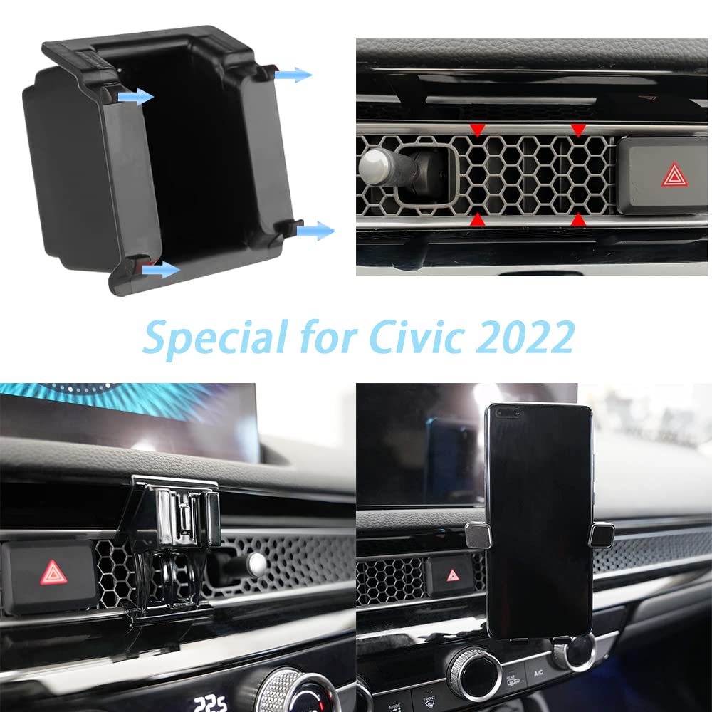 Zchan Car Phone Mount Fit for Honda Civic 2025-2022(NOT CRV/Accord/HRV),Auto Clamping Big Phone Friendly,Holder Stand in 11th Gen Air Vent,Customized…