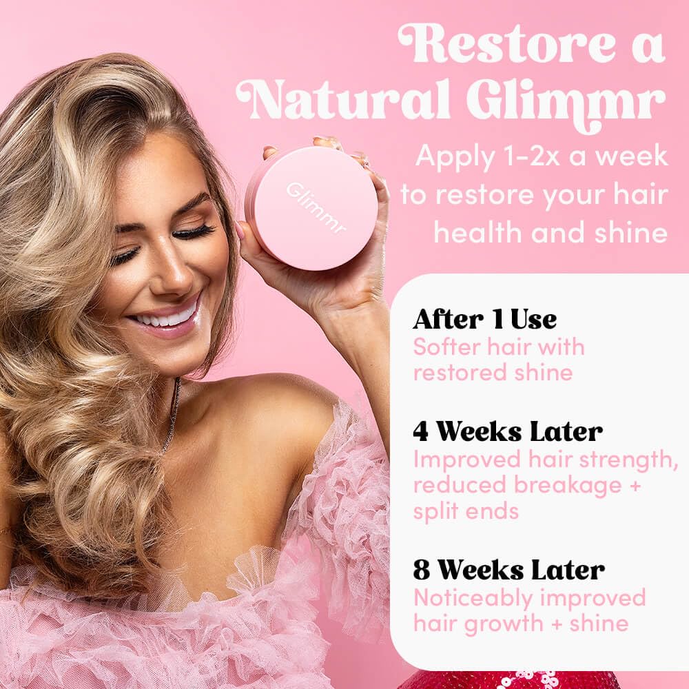 Glimmr 10-Minute Hair Mask for Damaged Hair - Deep Conditioner with Bonding Protein, Castor Oil & Superfood Extracts - Restores Shine, Reduces