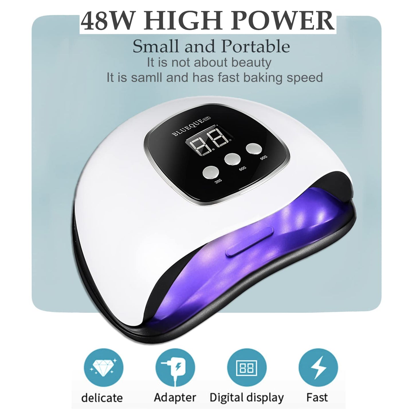 BIGBEAR UV Light for Nails, 48W LED Nail Light for Gel Polish, Fast Nail Dryer with Automatic Sensor, 3 Timer Setting, Small & Portable, UV LED Nail Beauty and Personal Care BIGBEAR