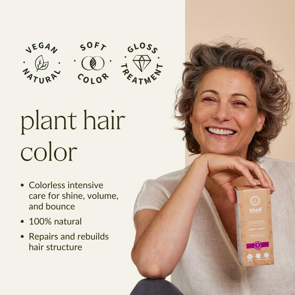 khadi SENNA/CASSIA Natural Hair Color - This colorless intensive care provides shine, volume, and elasticity - Plant hair color 100% herbal & natural