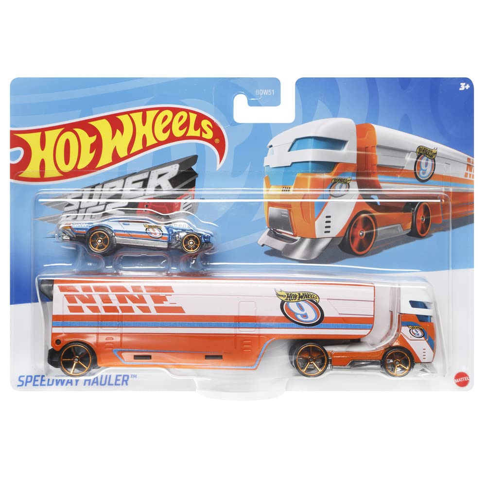 Hot Wheels Speedway Hauler Vehicle - Semi-Truck with Car ~ Detachable Trailer