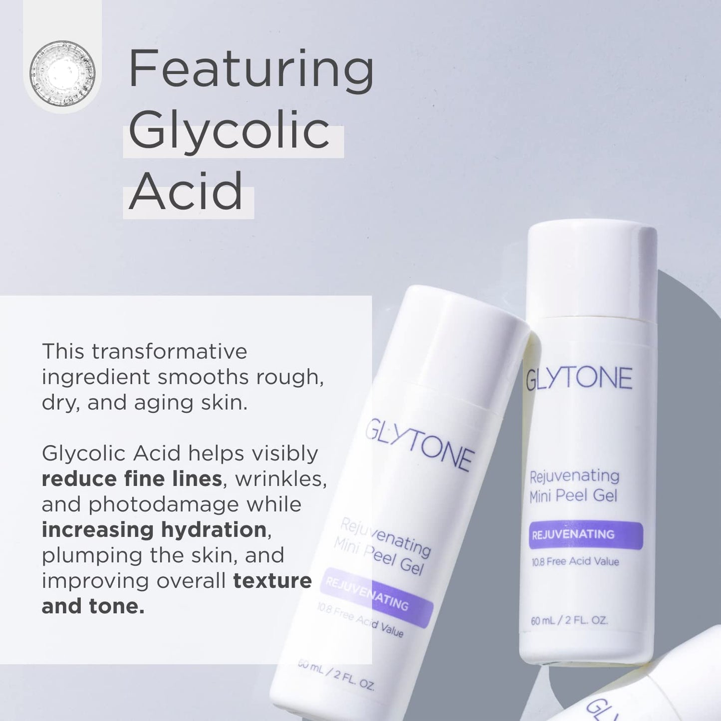 Glytone Rejuvenating Mini Peel Gel | Face Exfoliator with 10.8% FAV Glycolic Acid | Peeling Gel for Face Retexturizes and Reduces Fine Lines