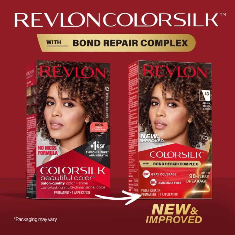 Revlon ColorSilk Hair Color [43] Medium Golden Brown 1 ea (Pack of 9)