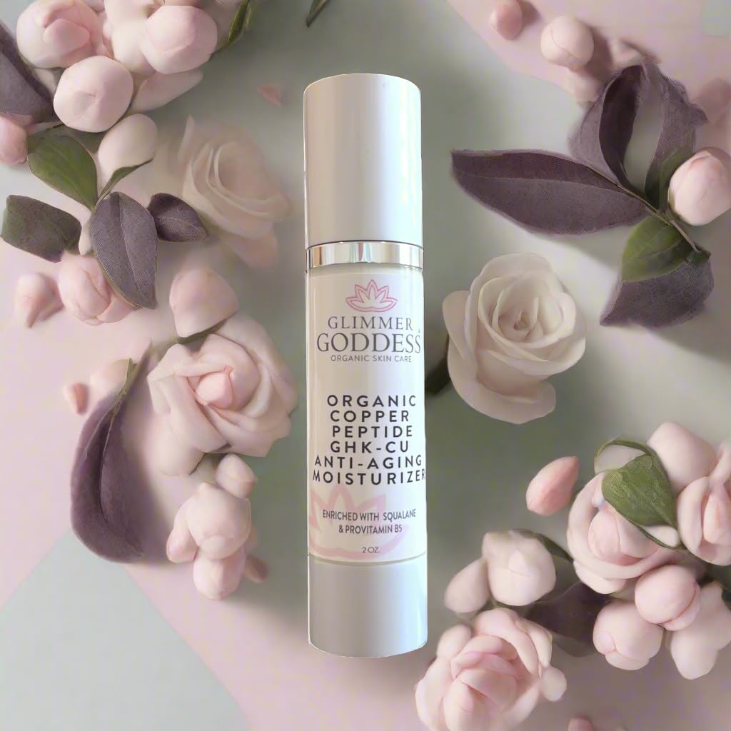 GLIMMER GODDESS Copper Peptide Moisturizer - Lightweight Hydrating Cream with GHK-Cu Complex, Organic Aloe Vera & Botanical Oils - For All Skin Types