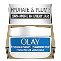Olay Hyaluronic Acid Face Mousturizer, Plump & Hydrate, Fragrance-Free - Hydrating Gel for Dry Skin Retain & Replenish Moisture, with Niacinamide