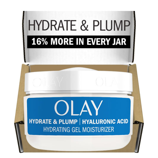 Olay Hyaluronic Acid Face Mousturizer, Plump & Hydrate, Fragrance-Free - Hydrating Gel for Dry Skin Retain & Replenish Moisture, with Niacinamide