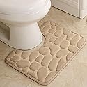 Toilet Rugs, U-Shaped Non-Slip Bath Mat Extra Soft Absorbent Bathroom Rugs Machine Washable Floor Carpet Commode Potty Training Mats for Tub Shower…