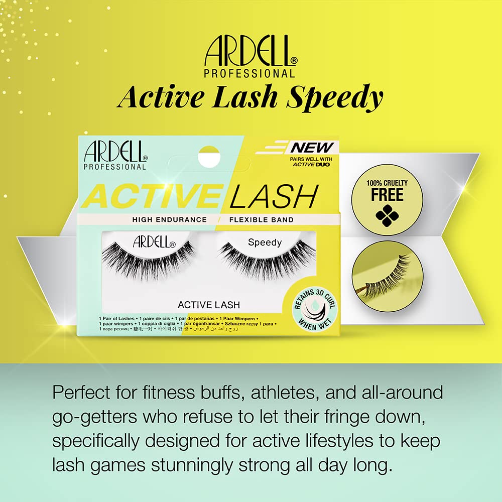 Ardell Active Lashes Speedy - Long-Lasting False Eyelashes, Sweat-Resistant, Natural Look Lashes for Active Wear