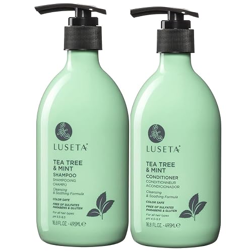 LUSETA Tea Tree Mint Shampoo and Conditioner for Hair Cleaning, Clarifying with Lavender, Tea Tree & Peppermint Oil, Soothe the Scalp, Fight Itchy