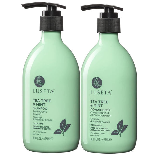 LUSETA Tea Tree Mint Shampoo and Conditioner for Hair Cleaning, Clarifying with Lavender, Tea Tree & Peppermint Oil, Soothe the Scalp, Fight Itchy
