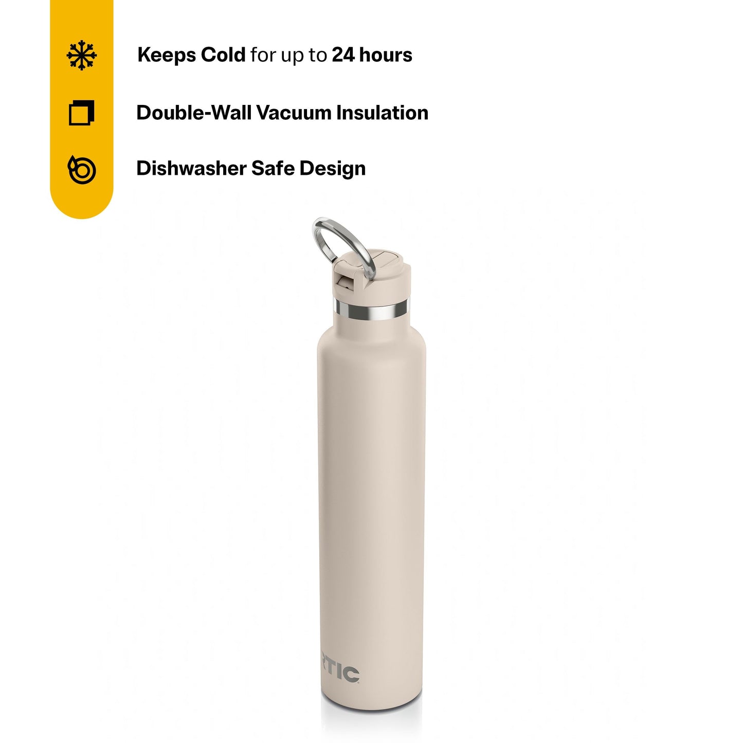 RTIC 26oz Journey Bottle Metal Ceramic Lined Stainless Steel Vacuum Insulated, BPA Free, Reusable, for Water, Hot and Cold Drinks, Travel, Sports