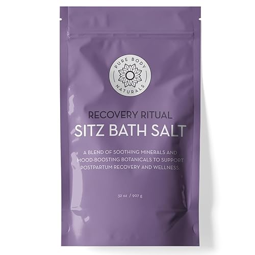 Pure Body Naturals Sitz Bath Salt - Postpartum Care and Hemorrhoid Comfort - Natural Soak for Self Care and Hemorrhoid, Post Partum Essentials, 32 Oz