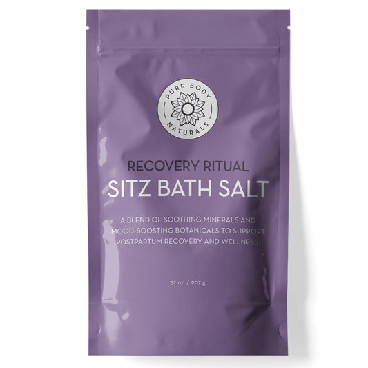Pure Body Naturals Sitz Bath Salt - Postpartum Care and Hemorrhoid Comfort - Natural Soak for Self Care and Hemorrhoid, Post Partum Essentials, 32 Oz