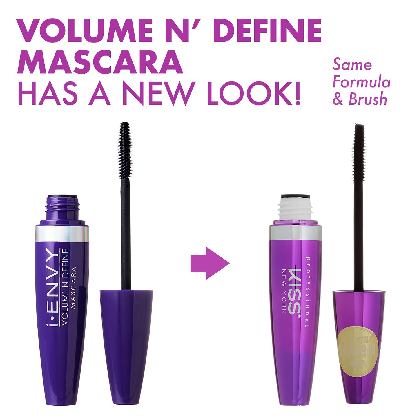 Kiss New York Volume N’ Define Mascara, No Flaking, No Smudging, No Clumping, Water-Resistant Long Wearing Mascara (Black)