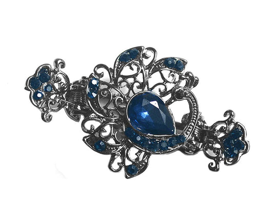 Rhinestone Metal Hair Claw on Dual Spring Black Vintage Peacock Shaped Colored Jewel Hair Clips Hollow Alloy Crab Clips Ponytail Holder Barrette