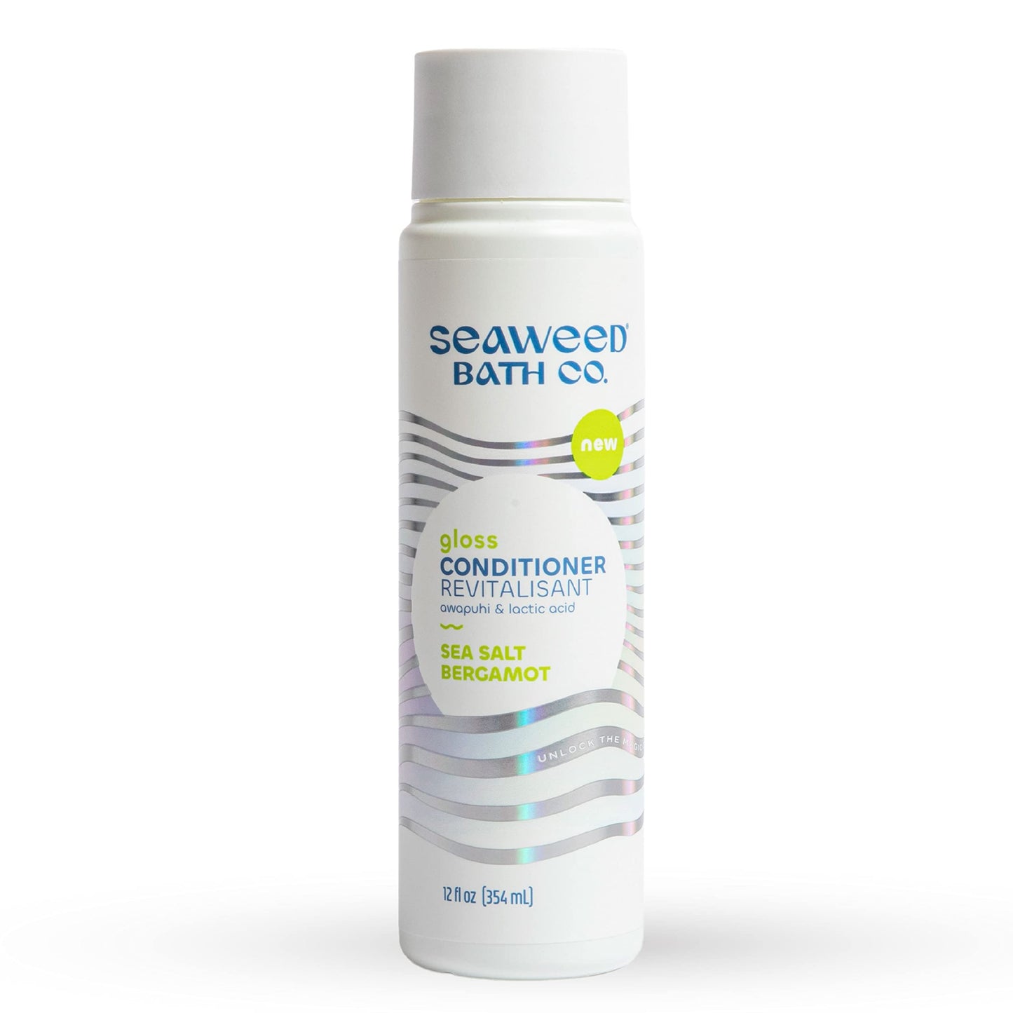 Seaweed Bath Co. Gloss Conditioner, Sea Salt Bergamot Scent, 12 Ounce, Sustainably Harvested Seaweed, Awapuhi, Lactic Acid, For All Hair Types