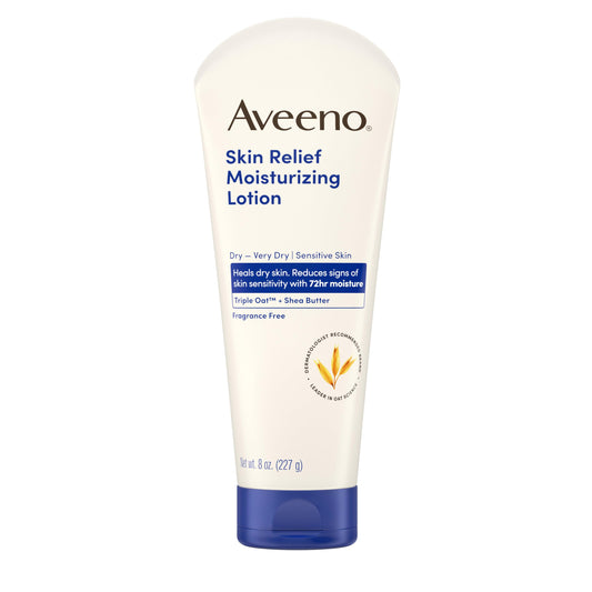 Aveeno Skin Relief Moisturizing Lotion Heals Very Dry, Sensitive Skin, Fast-Absorbing Body Lotion with Soothing Triple Oat & Shea Butter Formula