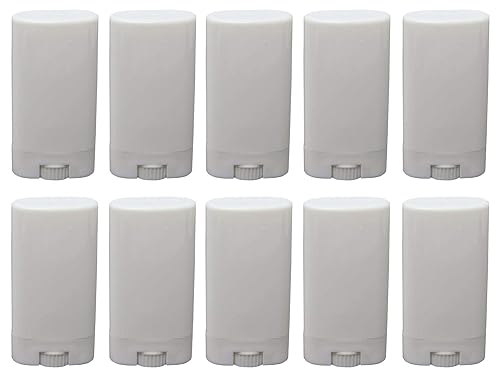 10 Pack 15ml Empty Plastic Tubes Oval Twist-Up Deodorant & Lip Balm ContainersWhite DIY Tubes for Homemade, Crayon Holder (0.5 Oz)