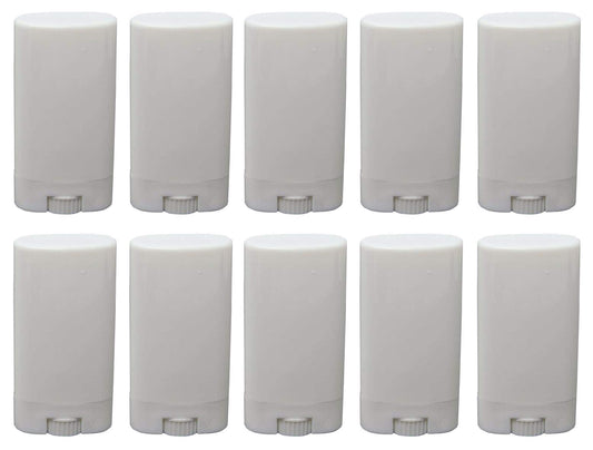 10 Pack 15ml Empty Plastic Tubes Oval Twist-Up Deodorant & Lip Balm ContainersWhite DIY Tubes for Homemade, Crayon Holder (0.5 Oz)
