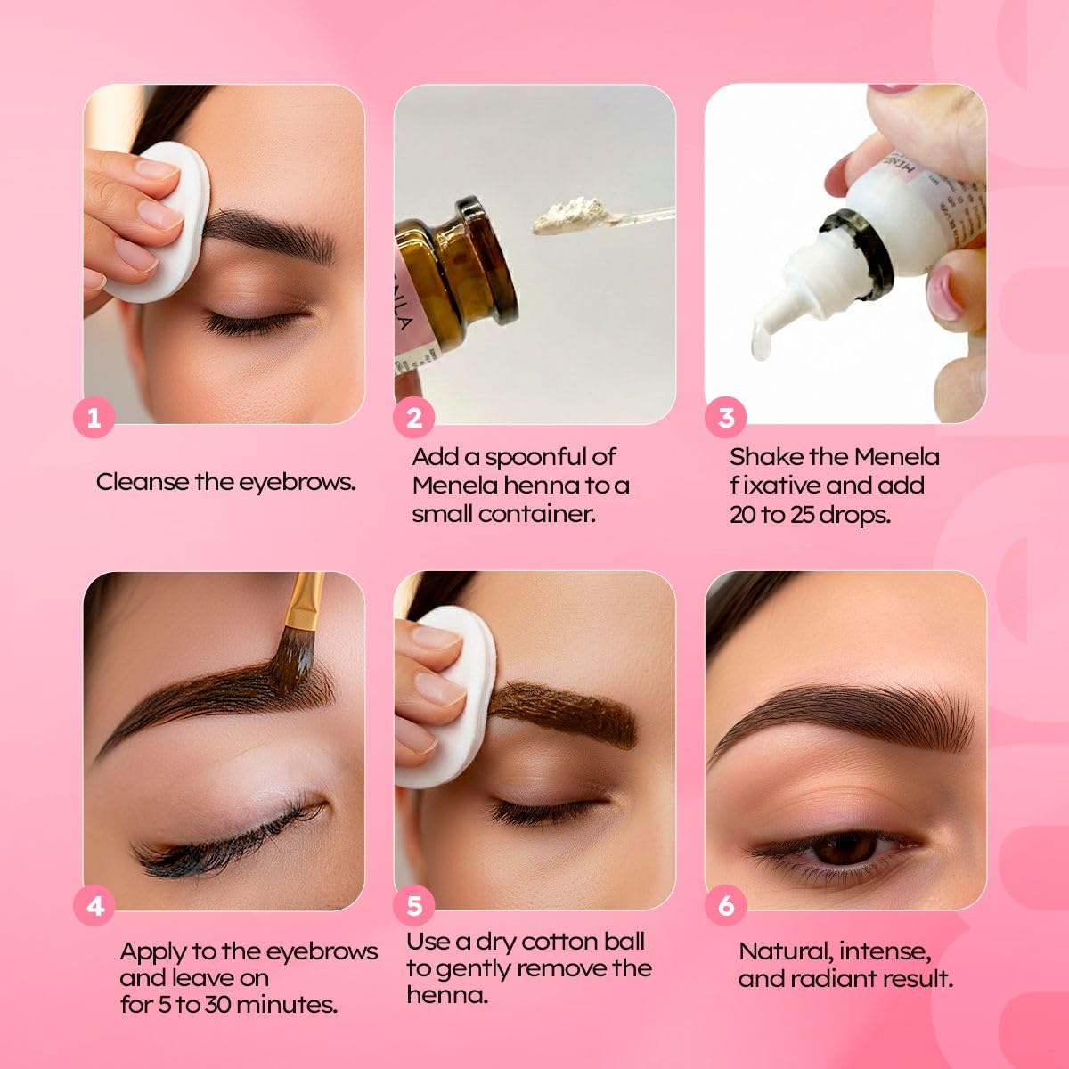 MENELA Dark Brown Eyebrow Henna Kit - Henna for Eyebrows - Eyebrow Dye & Henna for Brow - Natural Vegan Ammonia-Free - Up to 60 Applications, 2.5g Beauty and Personal Care Menela