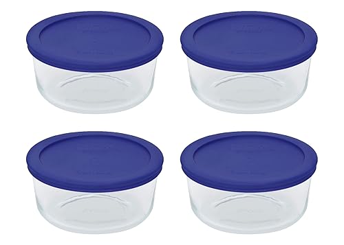 Pyrex 7201 Glass Bowls & 7201-PC Cadet Blue Lids Made in the USA (4)