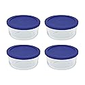 Pyrex 7201 Glass Bowls & 7201-PC Cadet Blue Lids Made in the USA (4)