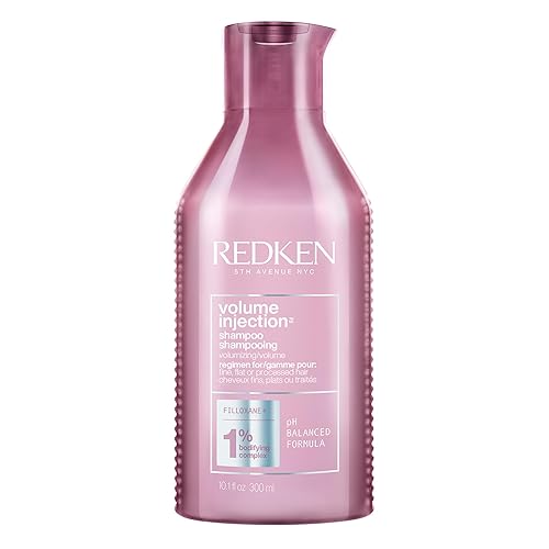 Redken Volume Injection Shampoo | Lightweight Volume Shampoo For Fine Hair | Adds Volume, Lift, and Body to Flat Hair | Soft, Shiny Finish | Paraben