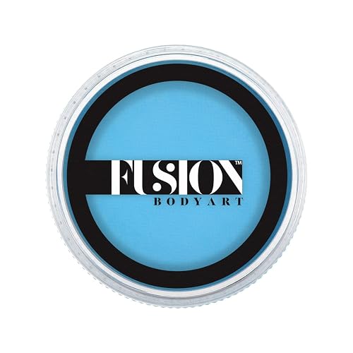 Fusion Body Art Pro Face Paint | Prime Light Blue (32gm), Professional Quality Water Activated Face and Body Paint Supplies Single Makeup Cake