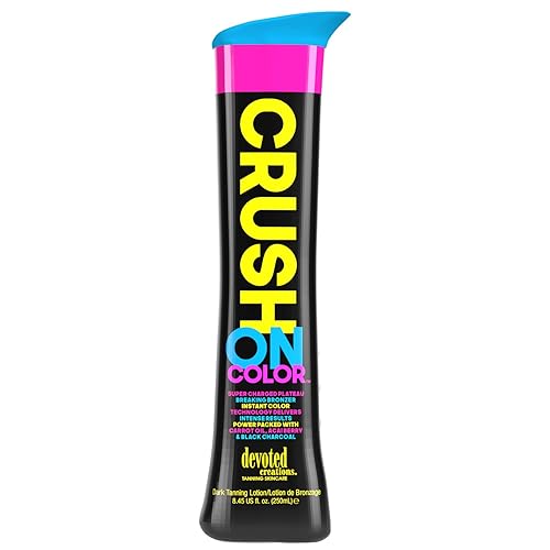 Devoted Creations Crush On Color Tanning Lotion - Super Charged Dark Bronzer - Instant Color Technology - Power Packed with Carrot Oil, Acai Berry