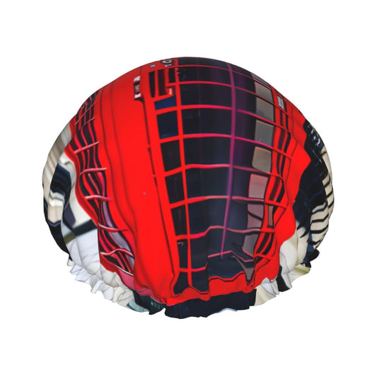 Large Shower Cap for Women & Men - Telephone Booth Print Bath Hair Cap, Salon Accessory, Elastic Strap, Double Layer Beauty and Personal Care BaerK