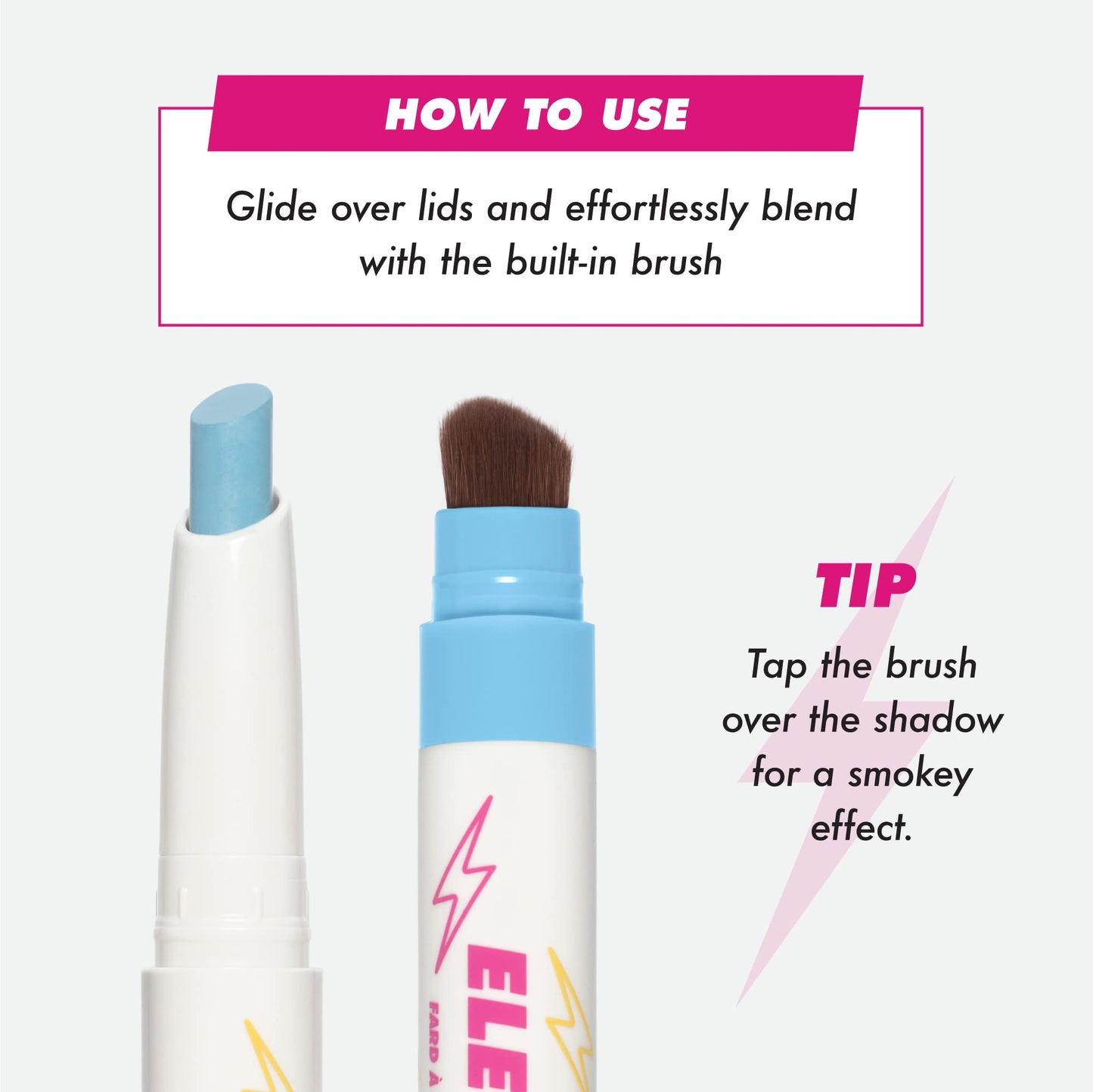 Lime Crime Electric Slide Eyeshadow & Brush Stick, OMG - Lightweight 2-in-1 Eyeshadow Smudge Stick with Angled Brush for Long Lasting & Natural Color