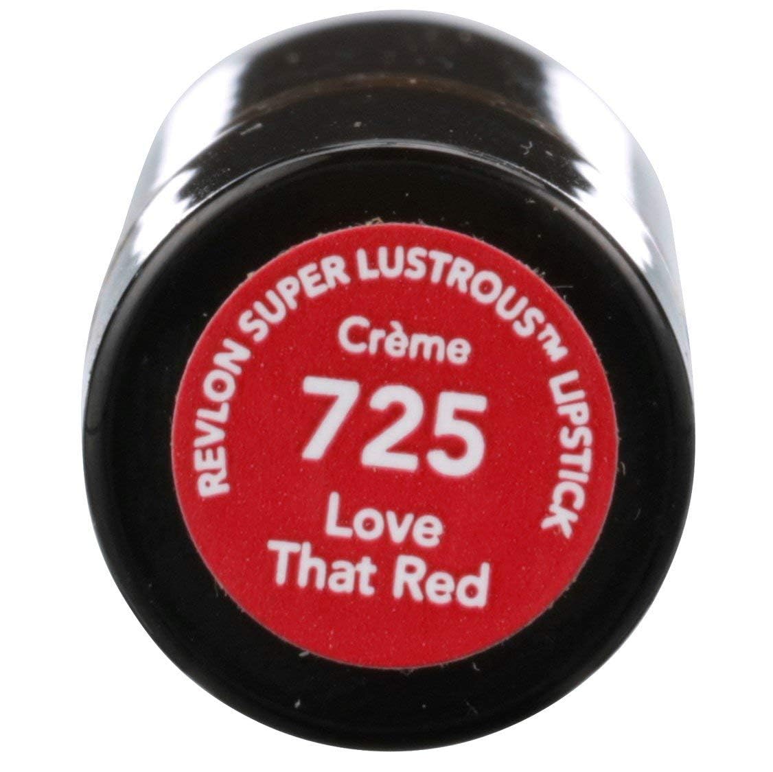 Revlon Super Lustrous Lipstick with Vitamin E and Avocado Oil, Cream Lipstick in Red, 725 Love that Red, 0.15 oz (Pack of 2)