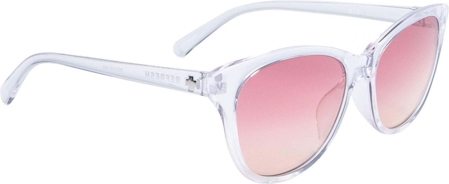 SPY OPTIC Spritzer, Cat-Eye Sunglasses, Color and Contrast Enhancing Lenses, Clear - Pink Sunset Lenses