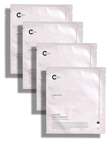 CHROMAT Sheet Treatment - 4 Pack Sheet Mask - Face & Eye Mask with Chroma Peptide, Fucoreverse, Tens’Up & Lyocell - Hydrating & Smoothing